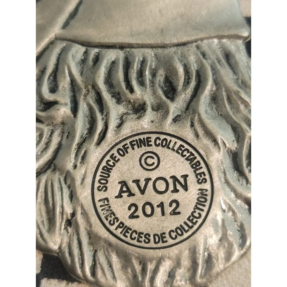 Avon Santa Face Christmas Ornament –‎ 2012 – Pewter Tone